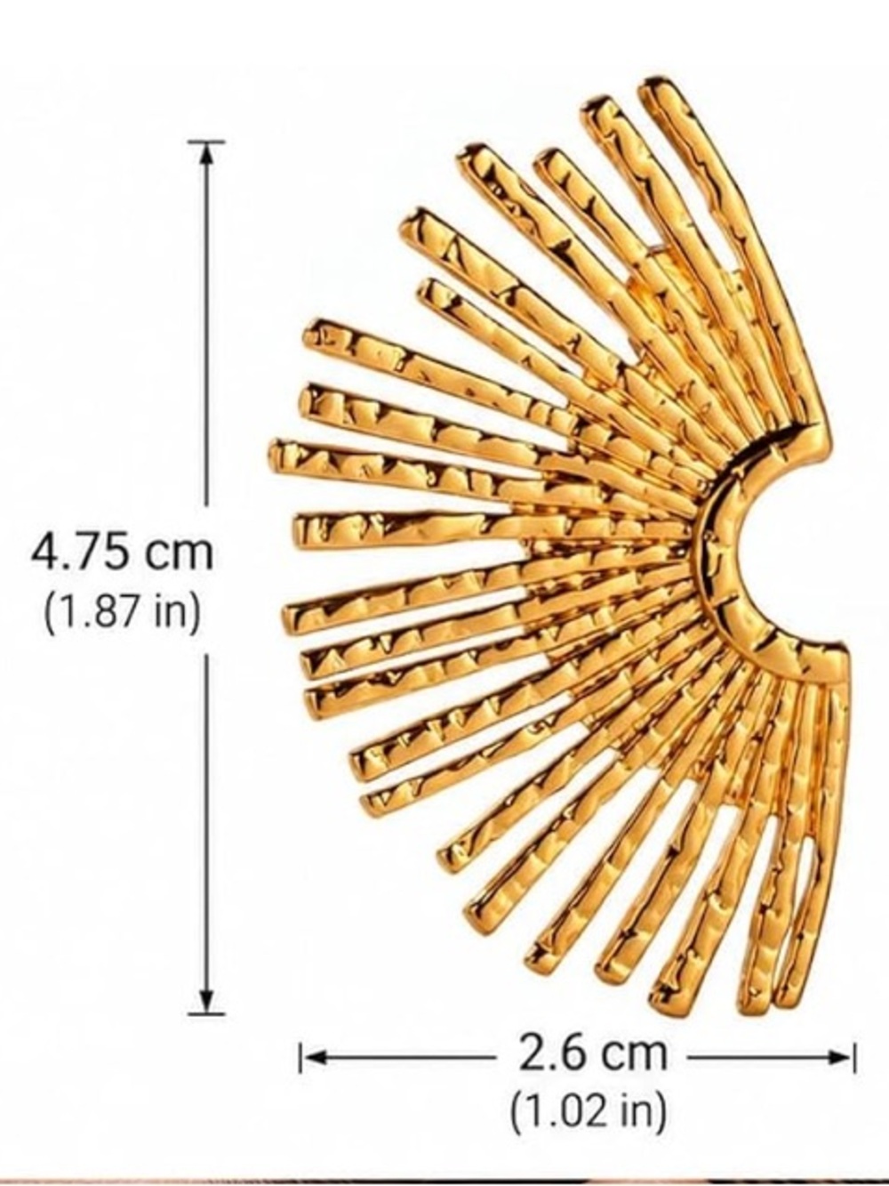 Sunburst Textured Gold Statement Earrings - Picture 4 of 4